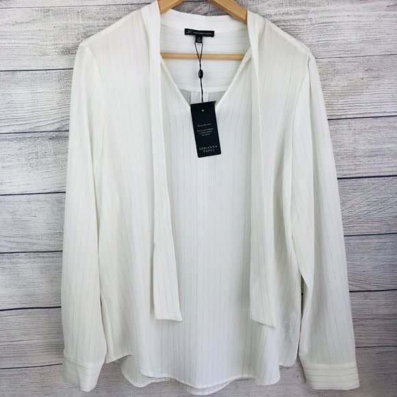 Adrianna Papell Tops - Adrianna Papell Solid Metallic Stripe Blouse
